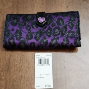 Coach Black and Purple Leopard Print Wallet